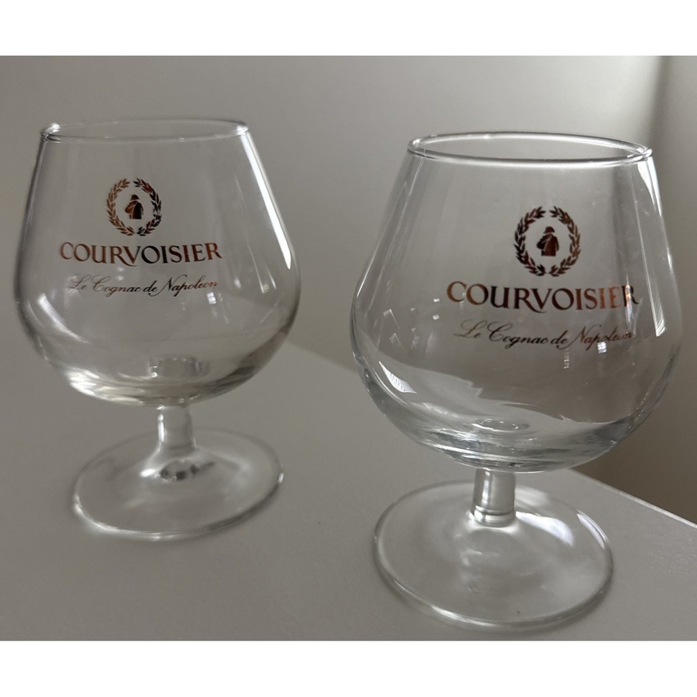 Courvoisier Le Cognac de Napoleon Brandy Snifter Glass Gold Logo Made In France
